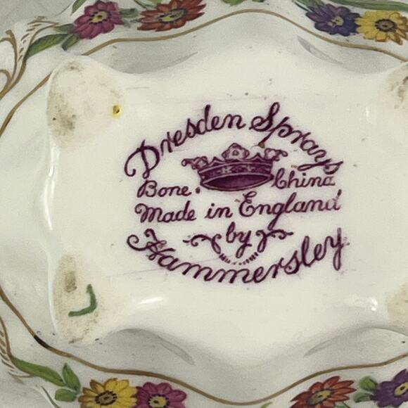 Hammersley Dresden Sprays Bone China Sugar Bowl England Floral Gold Trim Footed - Picture 7 of 11